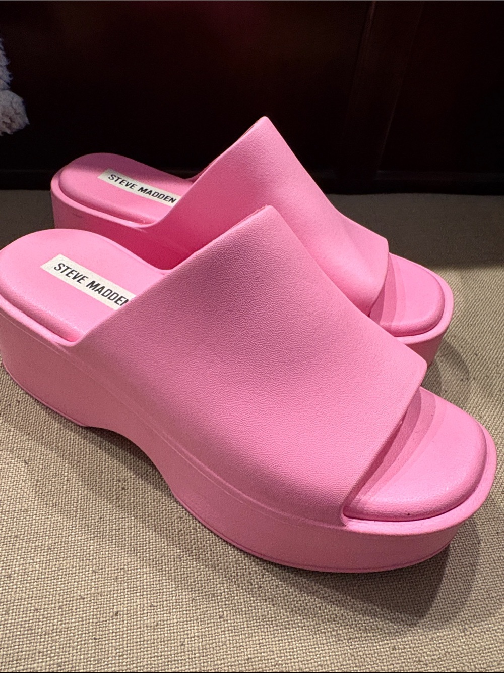 Steve Madden Bubblegum Pink Platform Mule Slides
